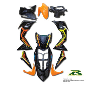 ΚΟΣΤΟΥΜΙ ΠΛΑΣΤΙΚΑ ΣΕΤ ΓΙΑ HONDA GTR 150 V1 BLACK / ORANGE ΧΩΡΙΣ ΜΑΤ ΠΛΑΣΤΙΚΑ RAPIDO