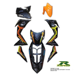 ΚΟΣΤΟΥΜΙ ΠΛΑΣΤΙΚΑ ΣΕΤ ΓΙΑ HONDA GTR 150 V2 BLACK / ORANGE ΧΩΡΙΣ ΜΑΤ ΠΛΑΣΤΙΚΑ RAPIDO