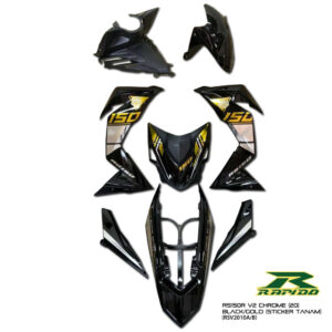 ΚΟΣΤΟΥΜΙ ΠΛΑΣΤΙΚΑ ΣΕΤ ΓΙΑ HONDA GTR 150 V2 BLACK / GOLD ΧΩΡΙΣ ΜΑΤ ΠΛΑΣΤΙΚΑ RAPIDO