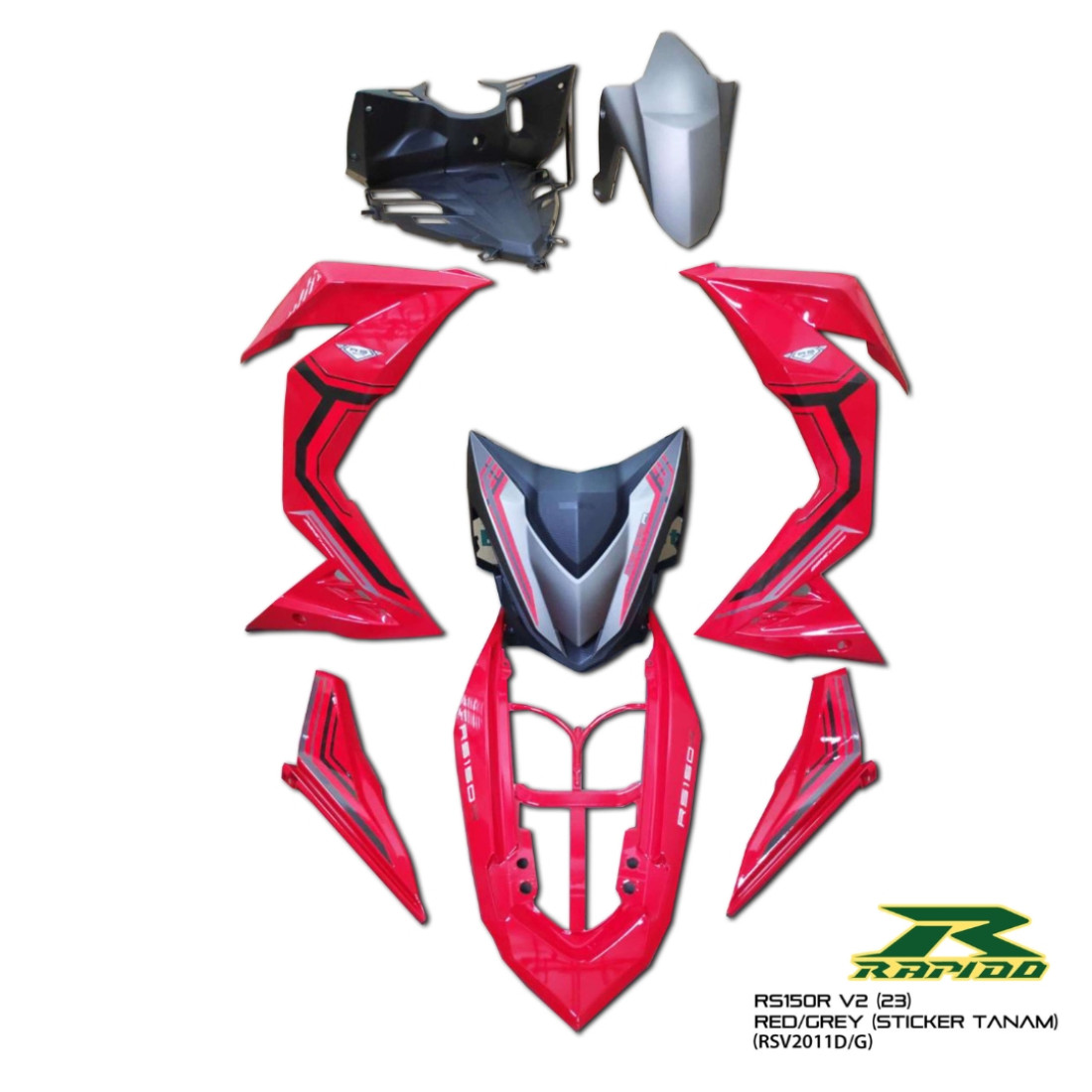 ΚΟΣΤΟΥΜΙ ΠΛΑΣΤΙΚΑ ΣΕΤ ΓΙΑ HONDA GTR 150 V2 RED / GREY ΧΩΡΙΣ ΜΑΤ ΠΛΑΣΤΙΚΑ RAPIDO