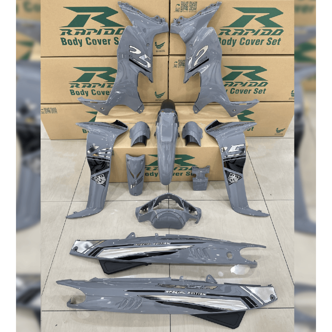 ΚΟΣΤΟΥΜΙ ΠΛΑΣΤΙΚΑ ΣΕΤ ΓΙΑ YAMAHA Z 125 NARDO GREY RAPIDO