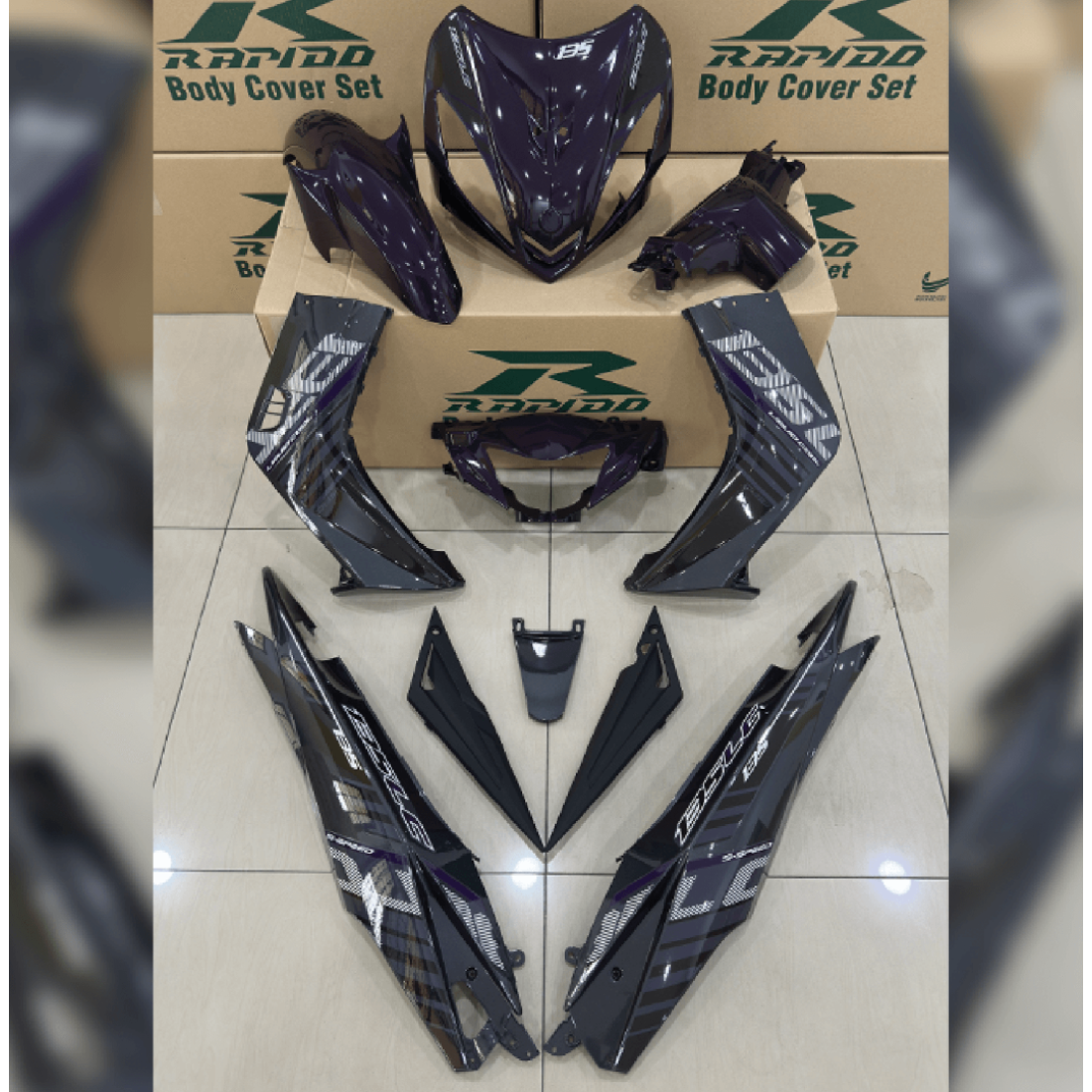 ΚΟΣΤΟΥΜΙ ΠΛΑΣΤΙΚΑ ΣΕΤ ΓΙΑ YAMAHA CRYPTON-X 135 PURPLE / GREY / BLACK RAPIDO