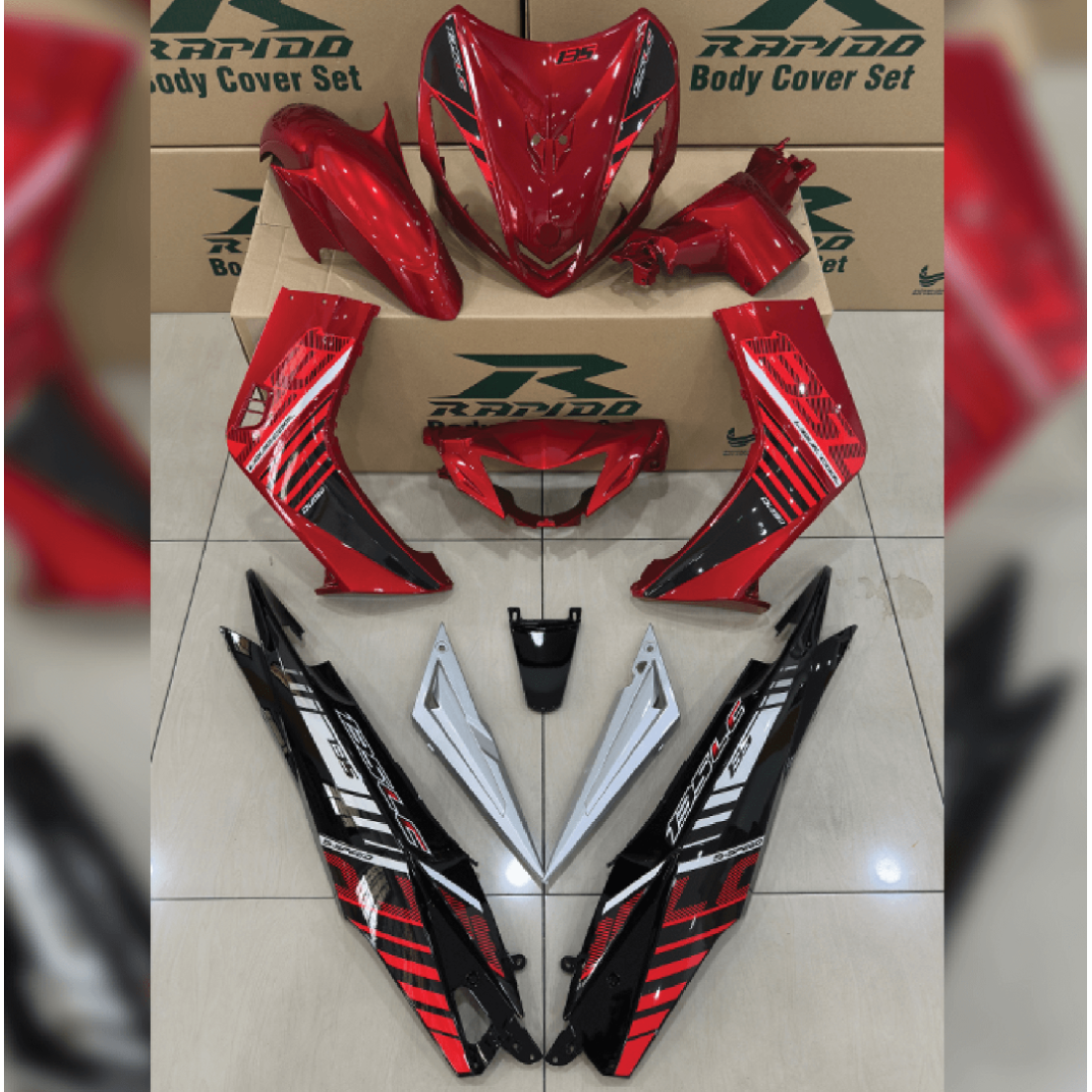 ΚΟΣΤΟΥΜΙ ΠΛΑΣΤΙΚΑ ΣΕΤ ΓΙΑ YAMAHA CRYPTON-X 135 RED / WHITE / BLACK RAPIDO
