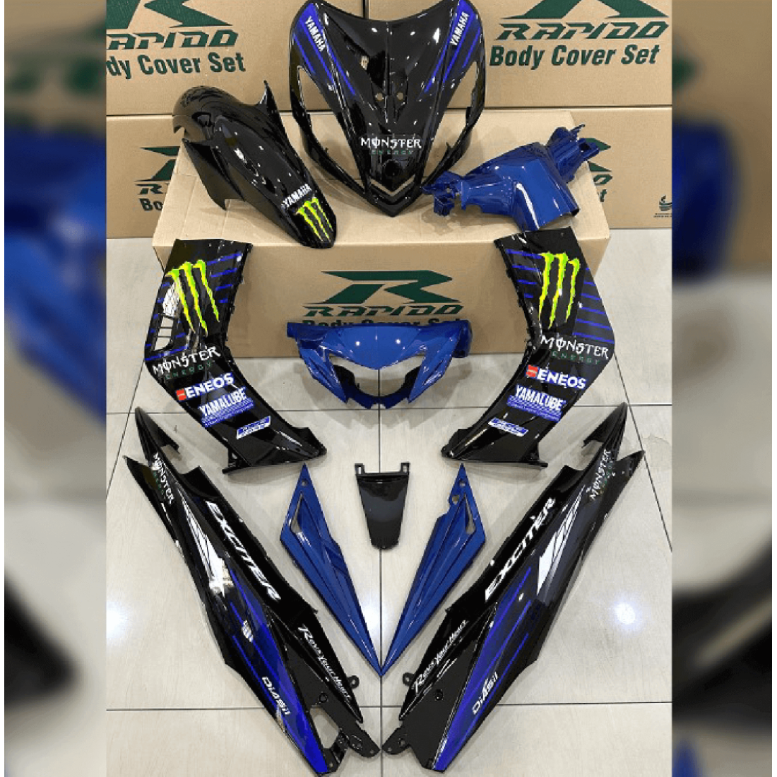 ΚΟΣΤΟΥΜΙ ΠΛΑΣΤΙΚΑ ΣΕΤ ΓΙΑ YAMAHA CRYPTON-X 135 BLUE / BLACK RAPIDO